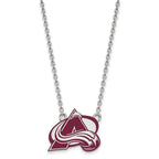 Sterling Silver Rhodium-plated NHL LogoArt Colorado Avalanche Letter A Large Enameled Pendant 18 inch Necklace