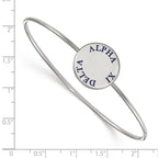 Sterling Silver Rh-plated LogoArt Alpha Xi Delta Enameled Slip-on Bangle