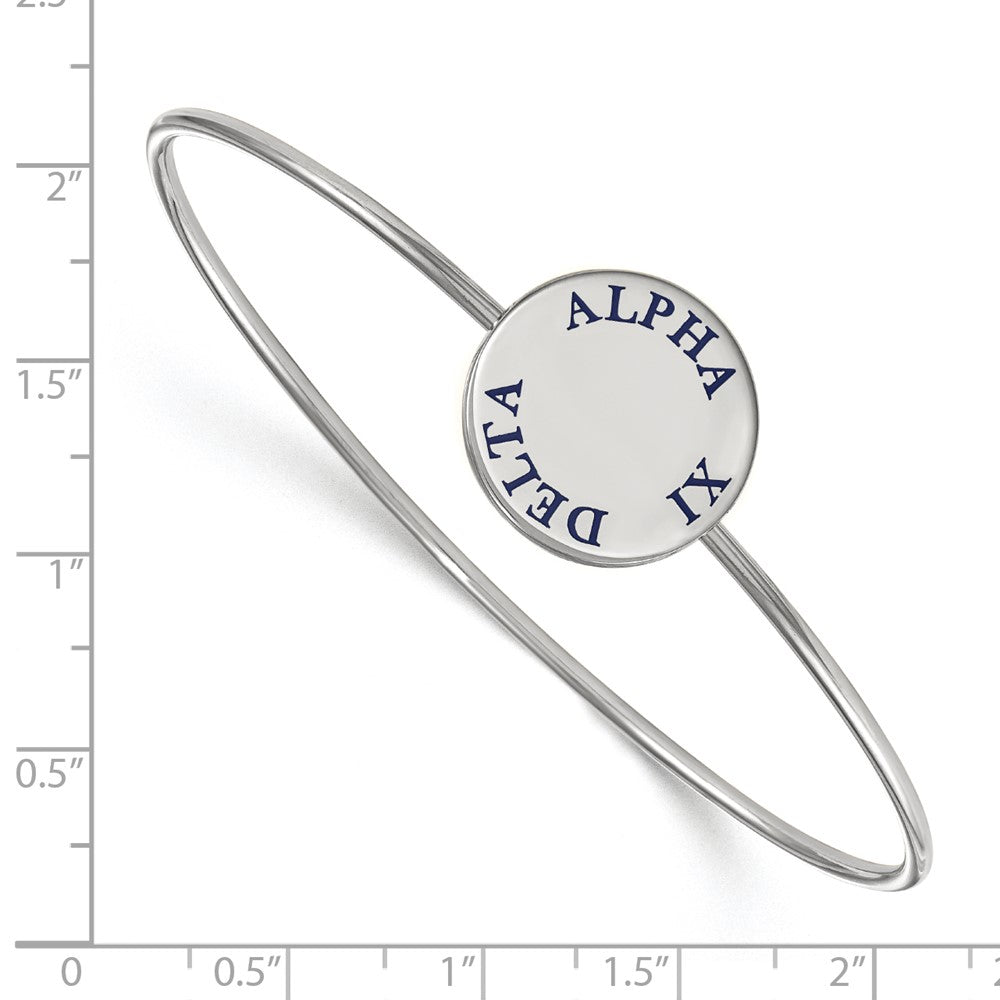 Sterling Silver Rh-plated LogoArt Alpha Xi Delta Enameled Slip-on Bangle