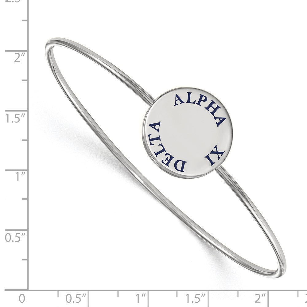 Sterling Silver Rh-plated LogoArt Alpha Xi Delta Enameled Slip-on Bangle