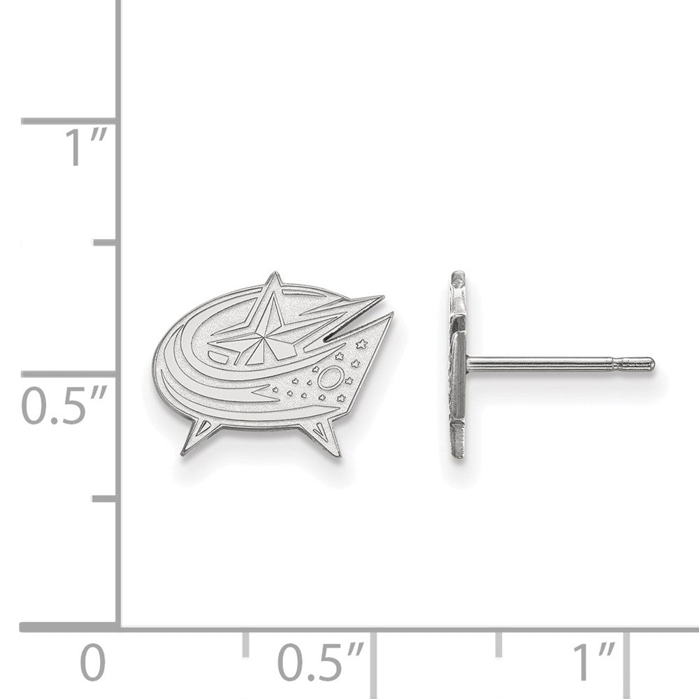 Sterling Silver Rhodium-plated NHL LogoArt Columbus Blue Jackets Extra Small Post Earrings