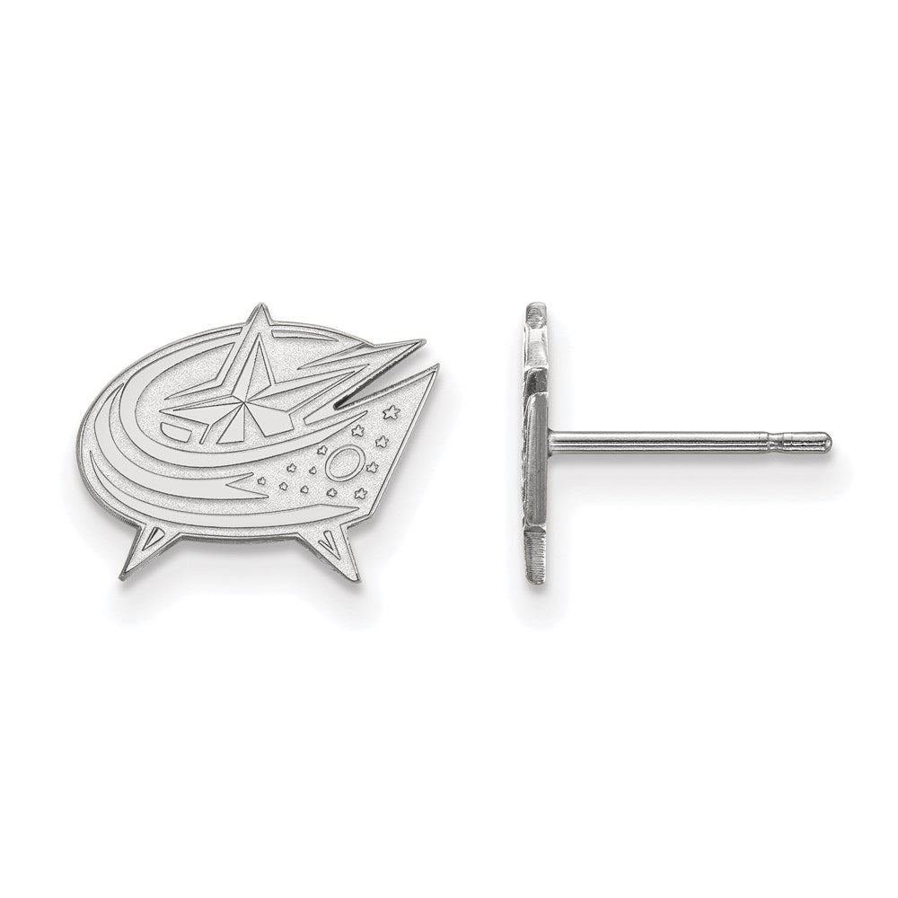 Sterling Silver Rhodium-plated NHL LogoArt Columbus Blue Jackets Extra Small Post Earrings