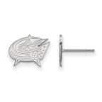 Sterling Silver Rhodium-plated NHL LogoArt Columbus Blue Jackets Extra Small Post Earrings