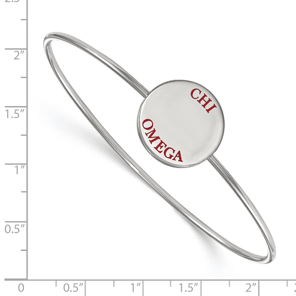 Sterling Silver Rh-plated LogoArt Chi Omega Enameled Slip-on Bangle