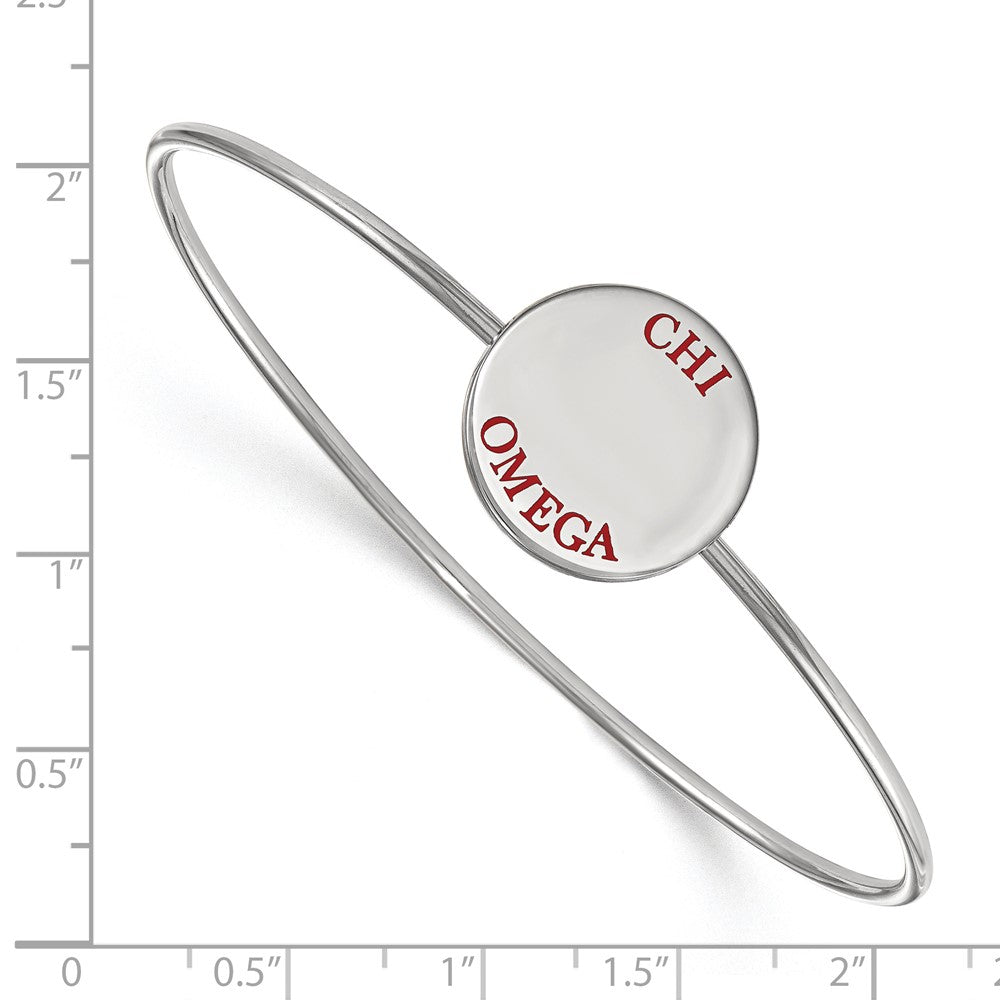 Sterling Silver Rh-plated LogoArt Chi Omega Enameled Slip-on Bangle