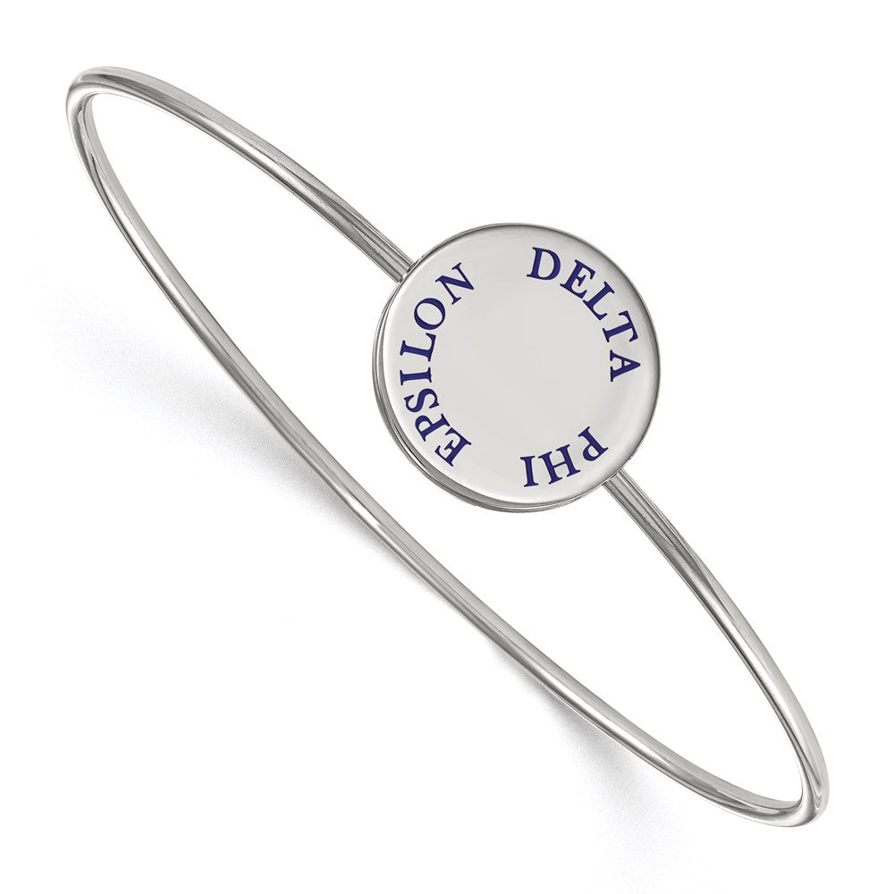 Sterling S. Rh-plated LogoArt Delta Phi Epsilon Enameled Slip-on Bangle