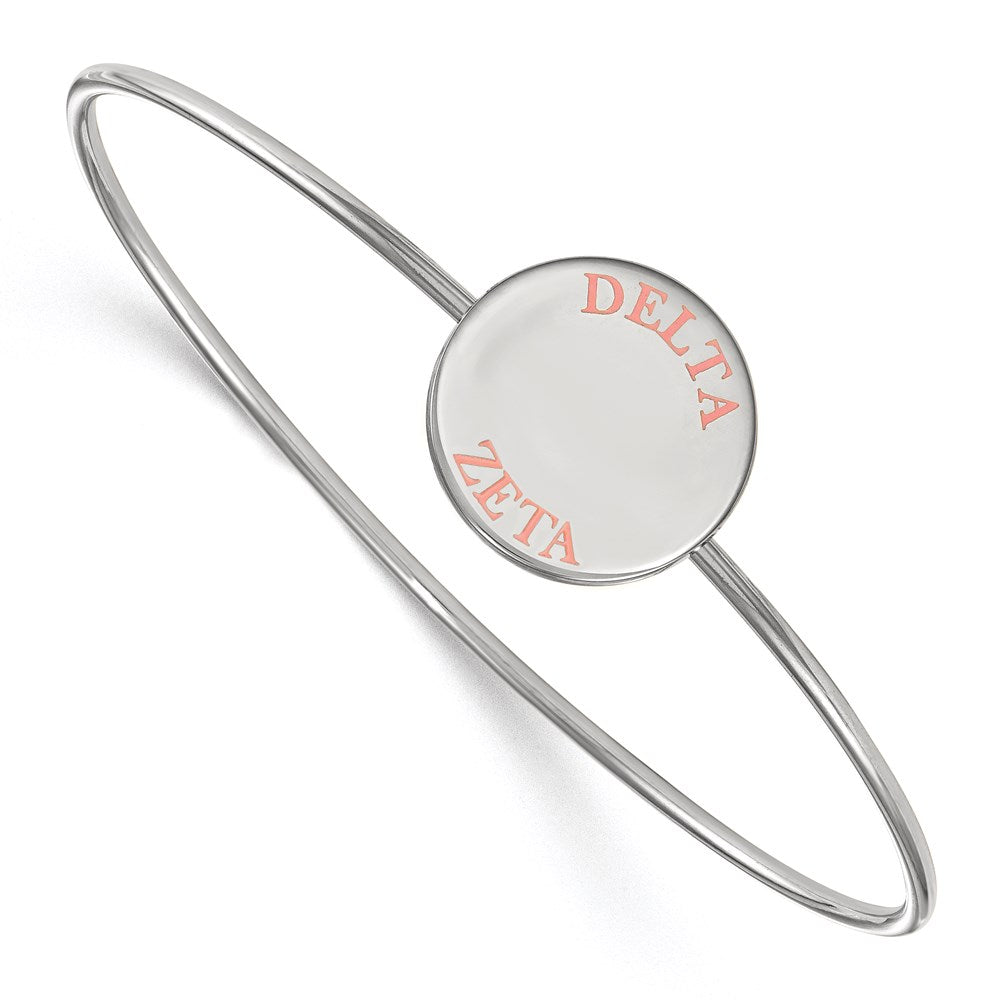 Sterling Silver Rh-plated LogoArt Delta Zeta Enameled Slip-on Bangle