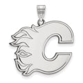 Sterling Silver Rhodium-plated NHL LogoArt Calgary Flames Letter C Extra Large Pendant
