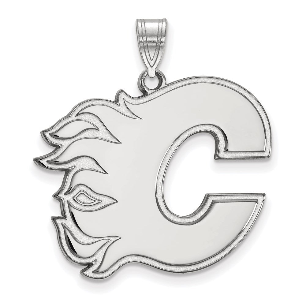 10k White Gold NHL LogoArt Calgary Flames Letter C Extra Large Pendant