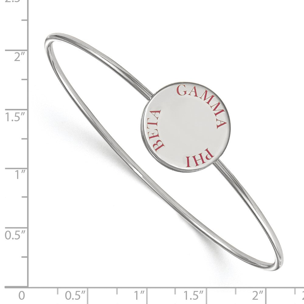 Sterling Silver Rh-plated LogoArt Gamma Phi Beta Enameled Slip-on Bangle