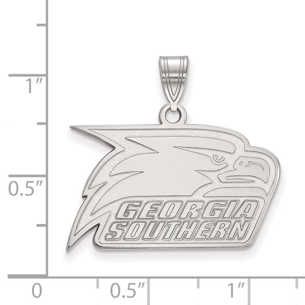 Sterling Silver Rhodium-plated LogoArt Georgia Southern University Eagle Medium Pendant