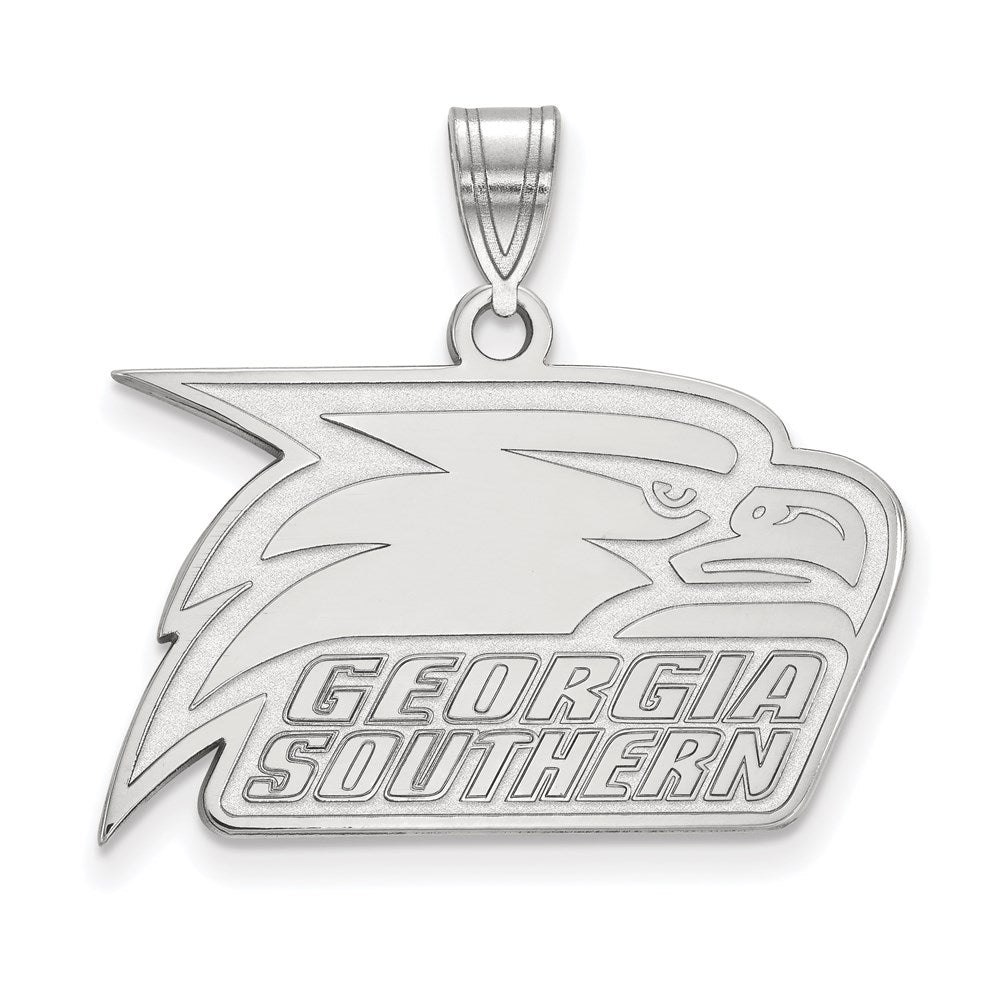 Sterling Silver Rhodium-plated LogoArt Georgia Southern University Eagle Medium Pendant