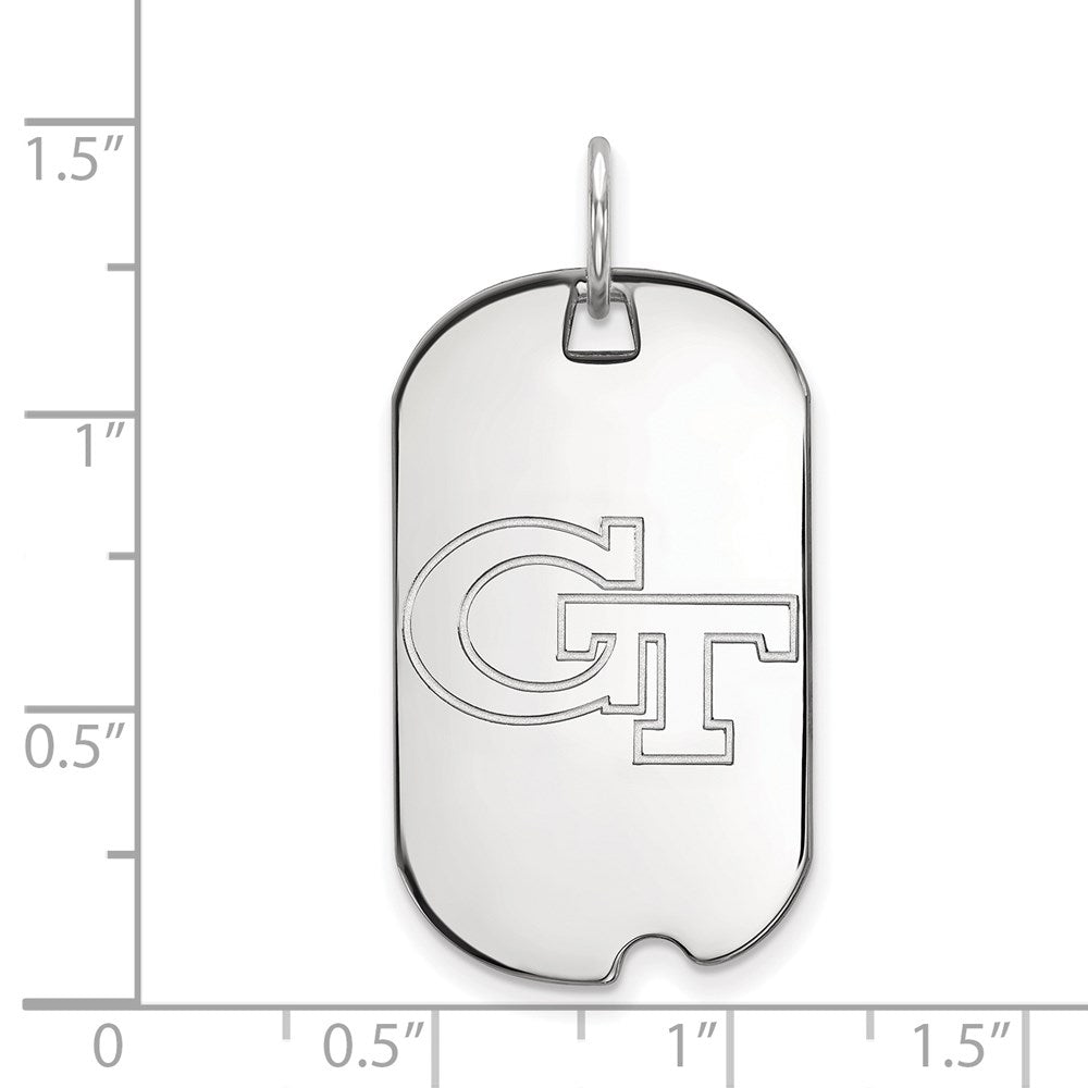 14k White Gold LogoArt Georgia Institute of Technology G-T Small Dog Tag Pendant