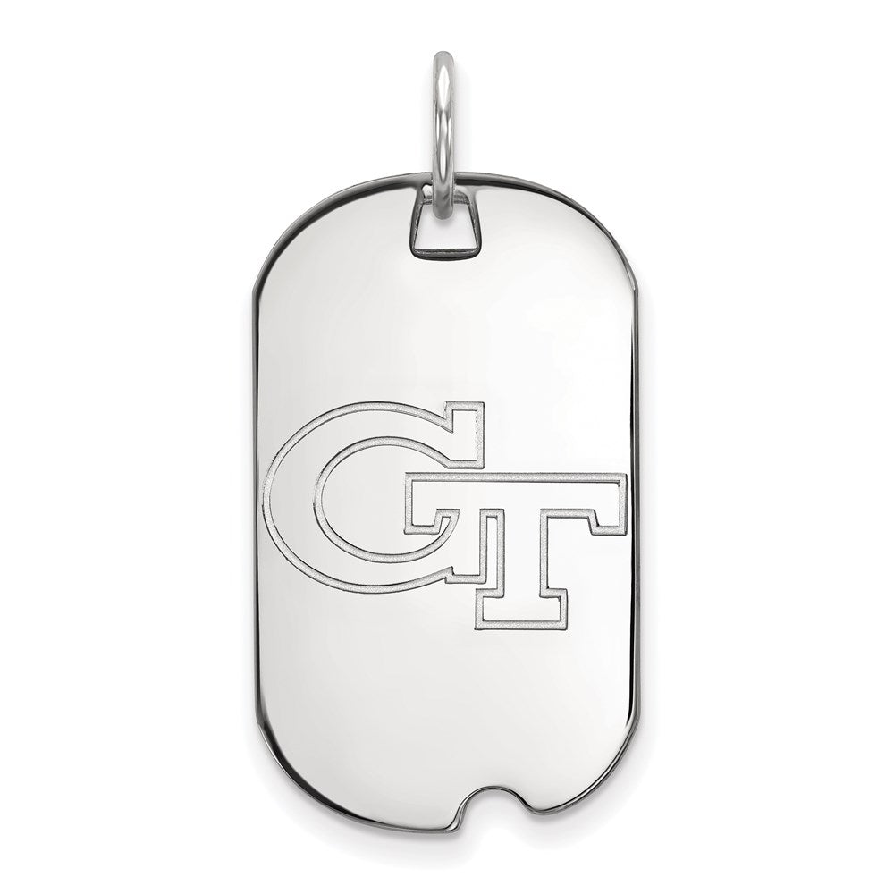 10k White Gold LogoArt Georgia Institute of Technology G-T Small Dog Tag Pendant