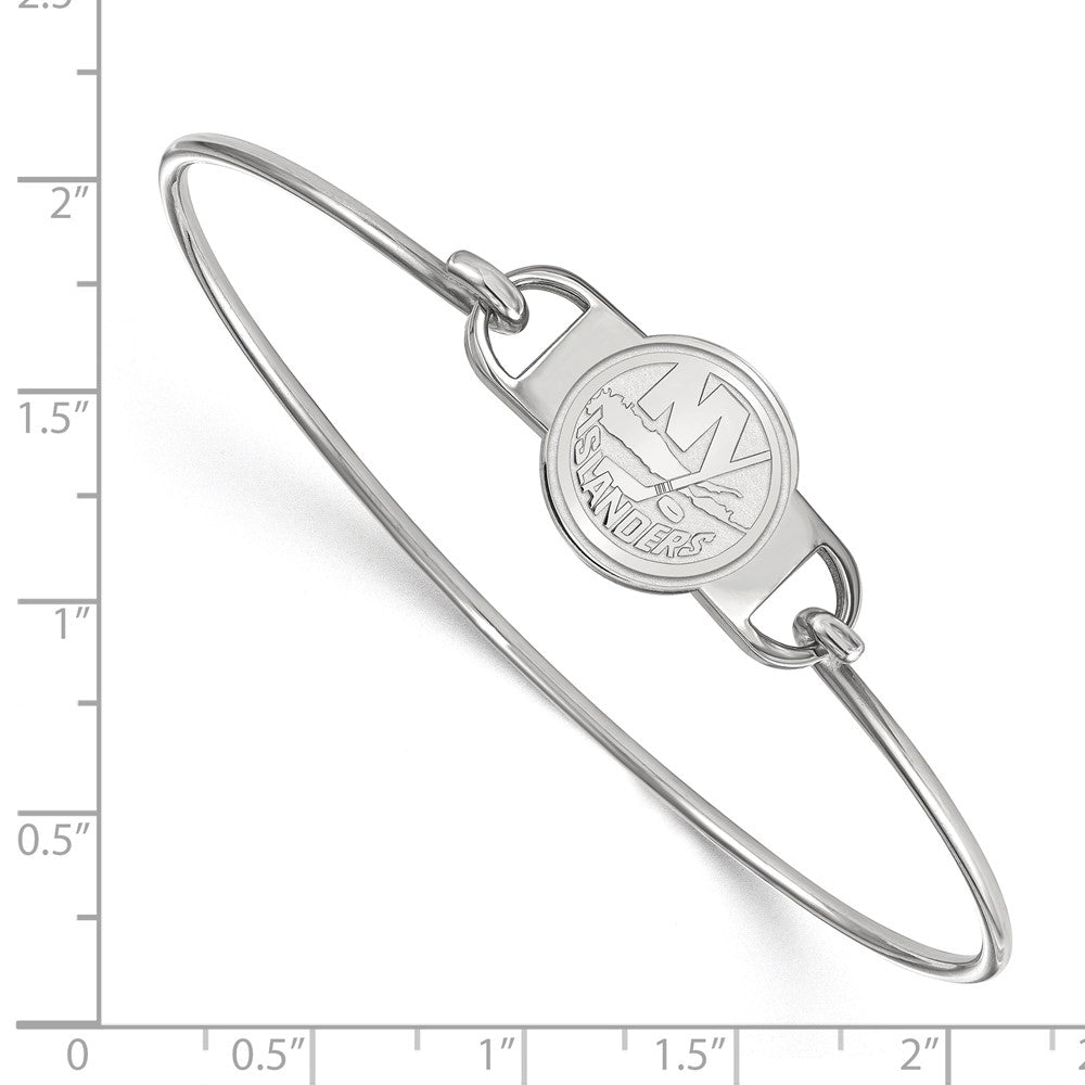 Sterling Silver Rhodium-plated NHL LogoArt New York Islanders Small Center 7 inch Wire Bangle