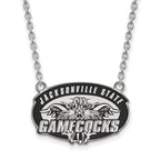 Sterling Silver Rhodium-plated LogoArt Jacksonville State U. Large Enameled Pendant 18 inch Necklace