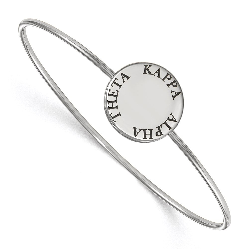 Sterling S. Rh-plated LogoArt Kappa Alpha Theta Enameled Slip-on Bangle