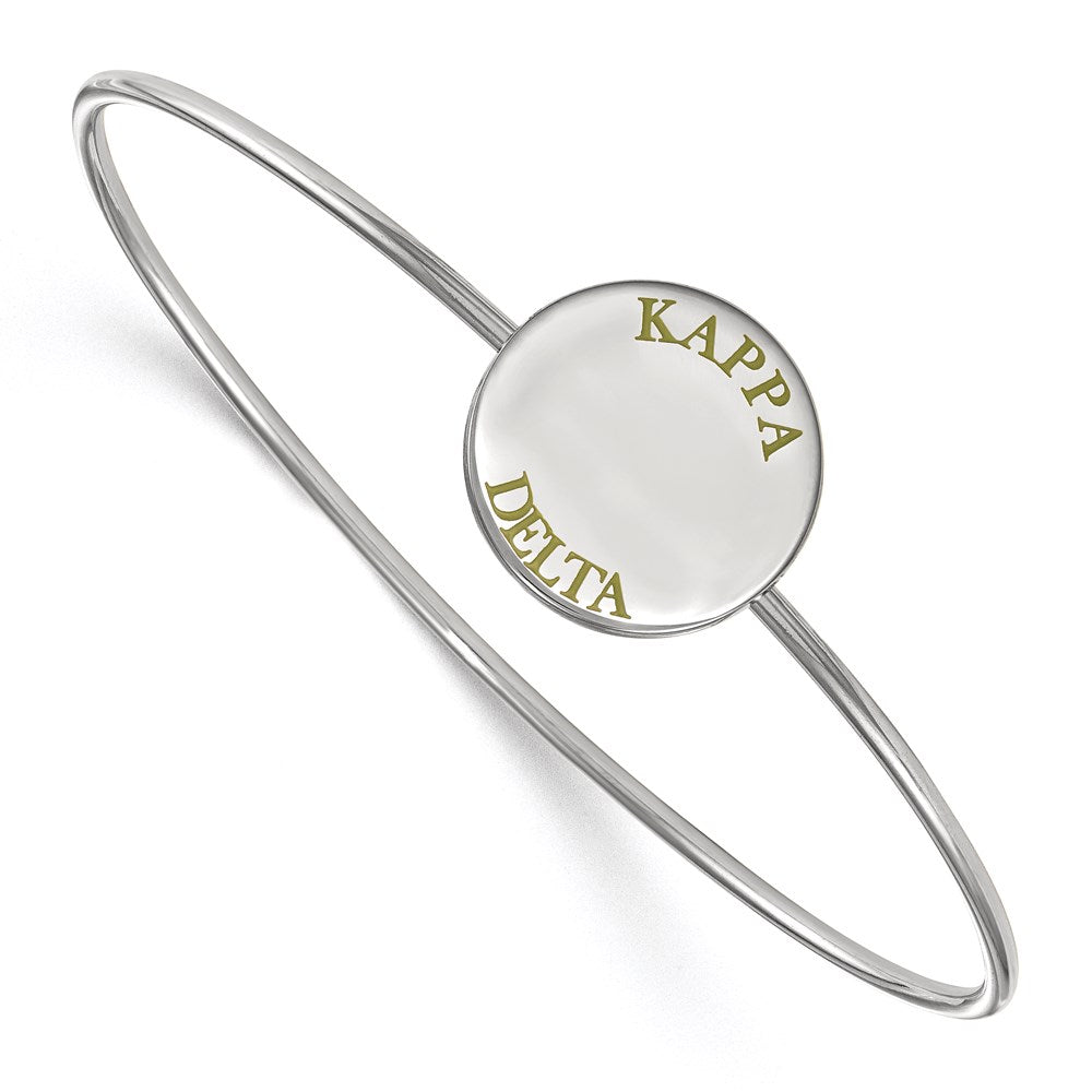 Sterling Silver Rh-plated LogoArt Kappa Delta Enameled Slip-on Bangle