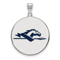 Sterling Silver Rhodium-plated LogoArt Longwood University Horse Extra Large Enameled Disc Pendant