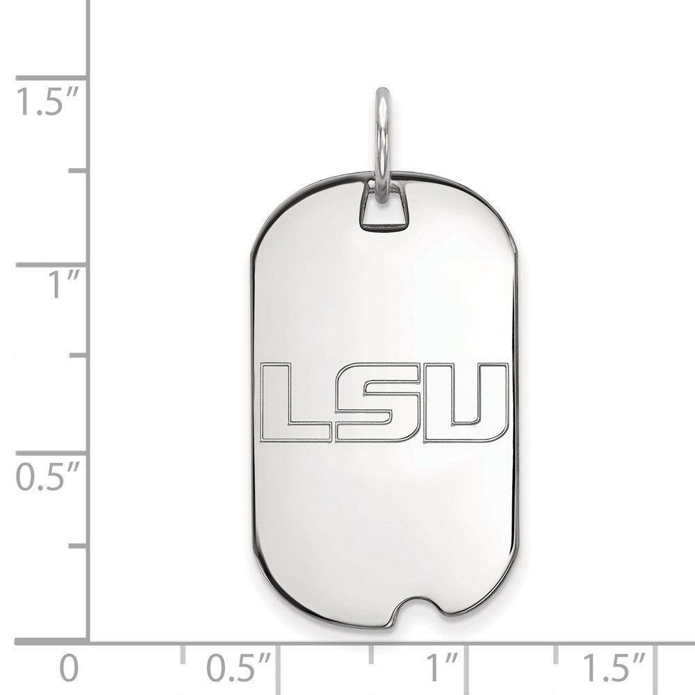 10k White Gold LogoArt Louisiana State University L-S-U Small Dog Tag Pendant