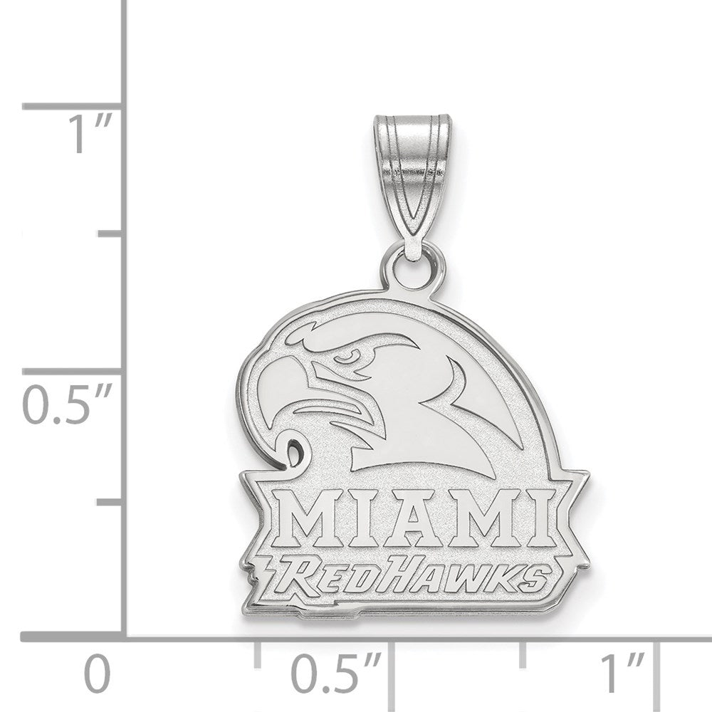 Sterling Silver Rhodium-plated LogoArt Miami University Ohio Redhawks Medium Pendant