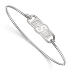 Sterling Silver Rhodium-plated LogoArt Oklahoma State University O-S-U Small Center 7 inch Wire Bangle