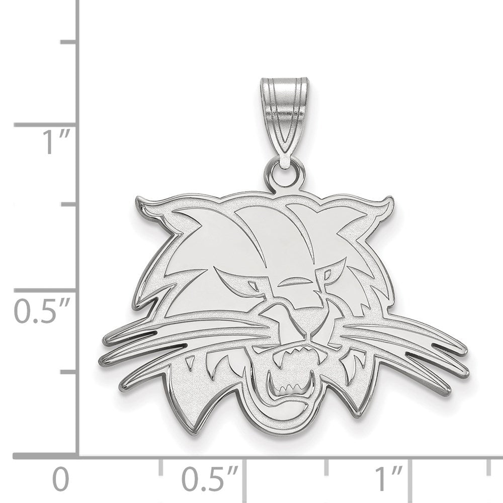 Sterling Silver Rhodium-plated LogoArt Ohio University Bobcat Large Pendant