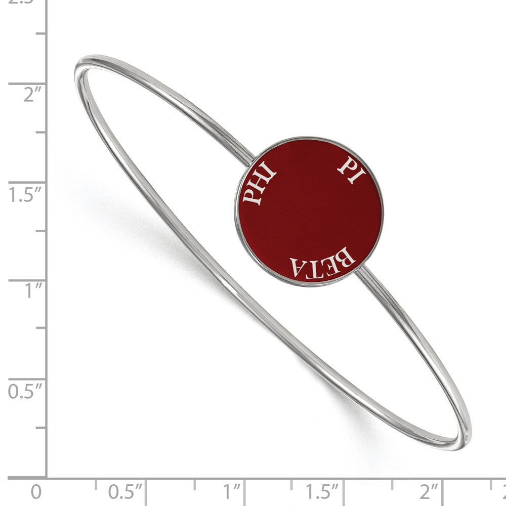 Sterling Silver Rh-plated LogoArt Pi Beta Phi Enameled Slip-on Bangle