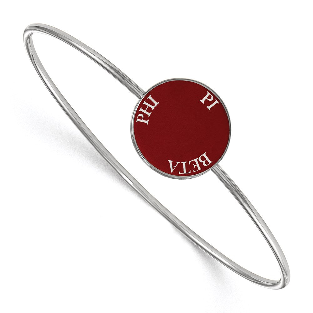 Sterling Silver Rh-plated LogoArt Pi Beta Phi Enameled Slip-on Bangle
