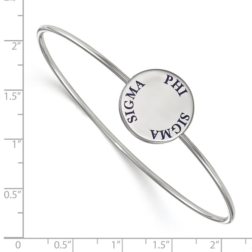 Sterling Silver Rh-plated LogoArt Phi Sigma Sigma Enameled Slip-on Bangle