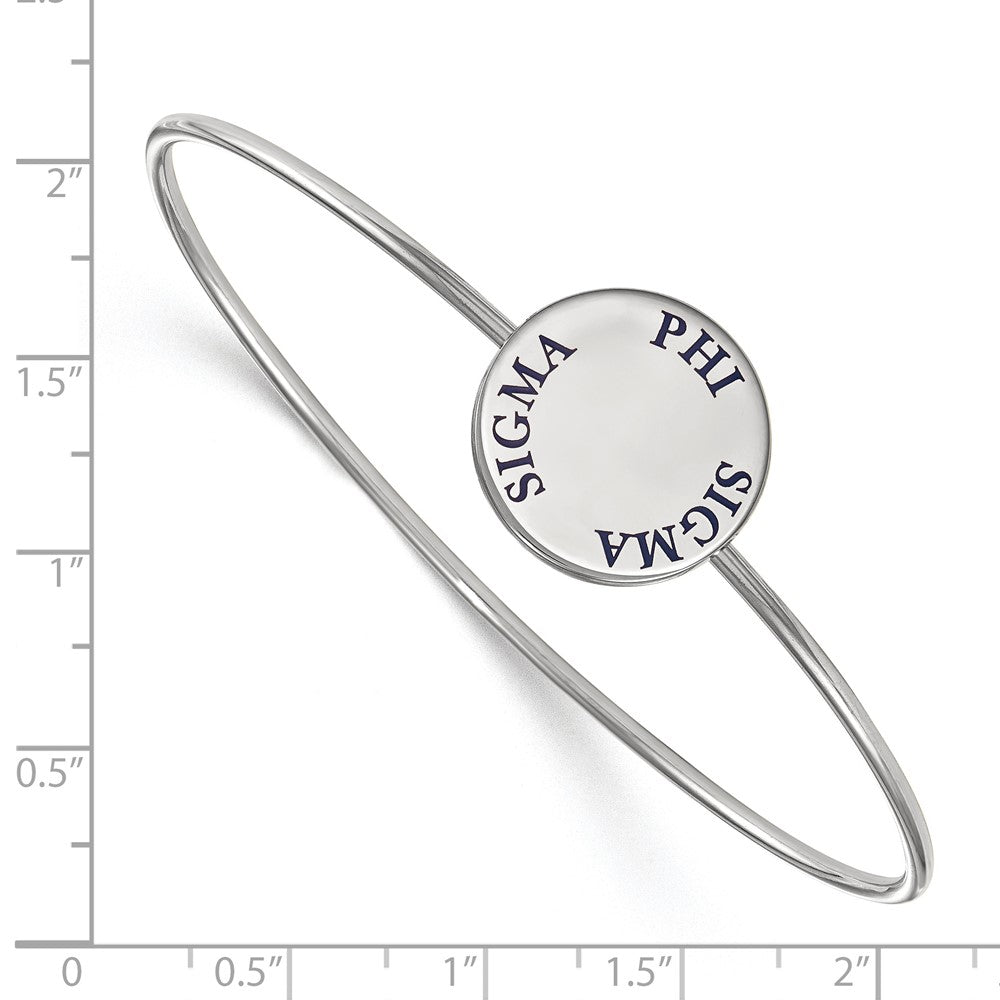 Sterling Silver Rh-plated LogoArt Phi Sigma Sigma Enameled Slip-on Bangle