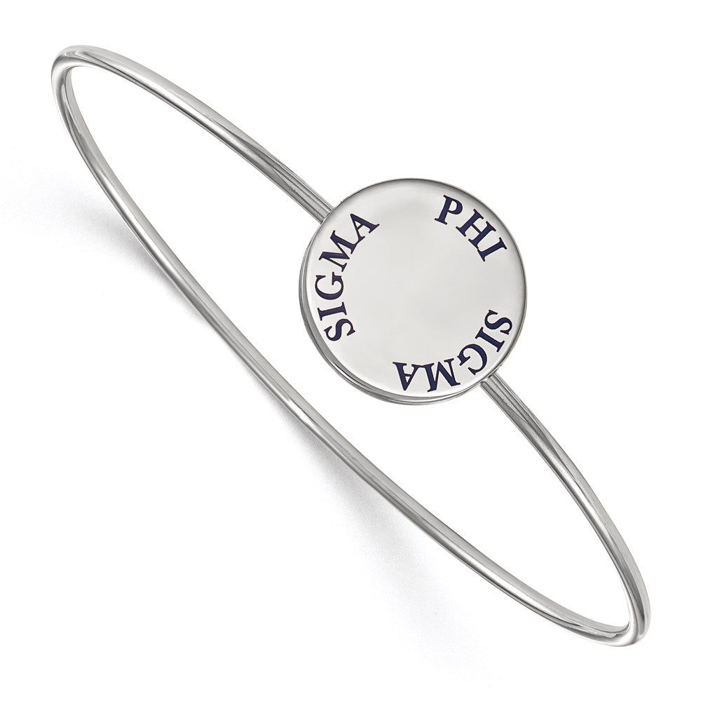 Sterling Silver Rh-plated LogoArt Phi Sigma Sigma Enameled Slip-on Bangle