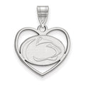 Sterling Silver Rhodium-plated LogoArt Penn State University Lion Heart Pendant
