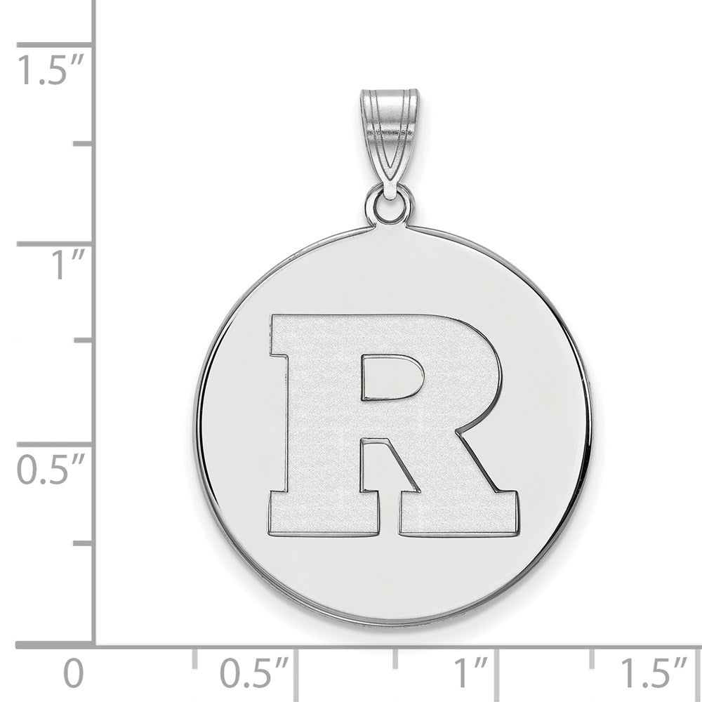 Sterling Silver Rhodium-plated LogoArt Rutgers University Letter R Extra Large Disc Pendant