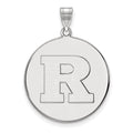 14k White Gold LogoArt Rutgers University Letter R Extra Large Disc Pendant