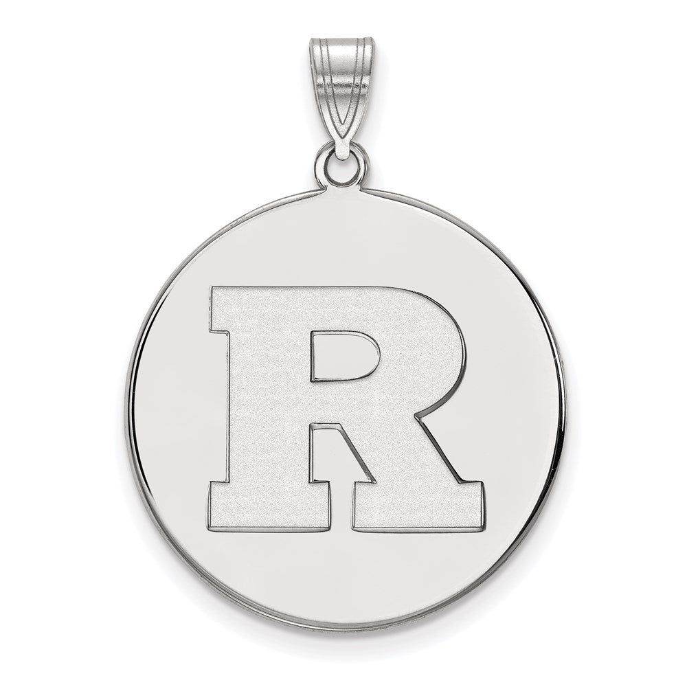 10k White Gold LogoArt Rutgers University Letter R Extra Large Disc Pendant