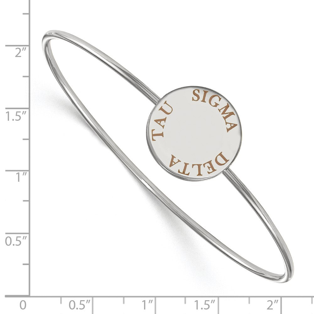Sterling Silver Rh-plated LogoArt Sigma Delta Tau Enameled Slip-on Bangle