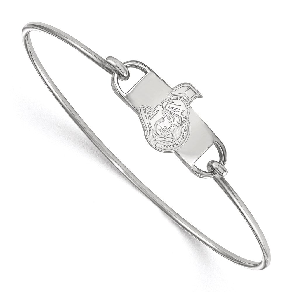 Sterling Silver Rhodium-plated NHL LogoArt Ottawa Senators Small Center 7 inch Wire Bangle