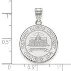Sterling Silver Rhodium-plated LogoArt Southern Illinois University Large Crest Pendant