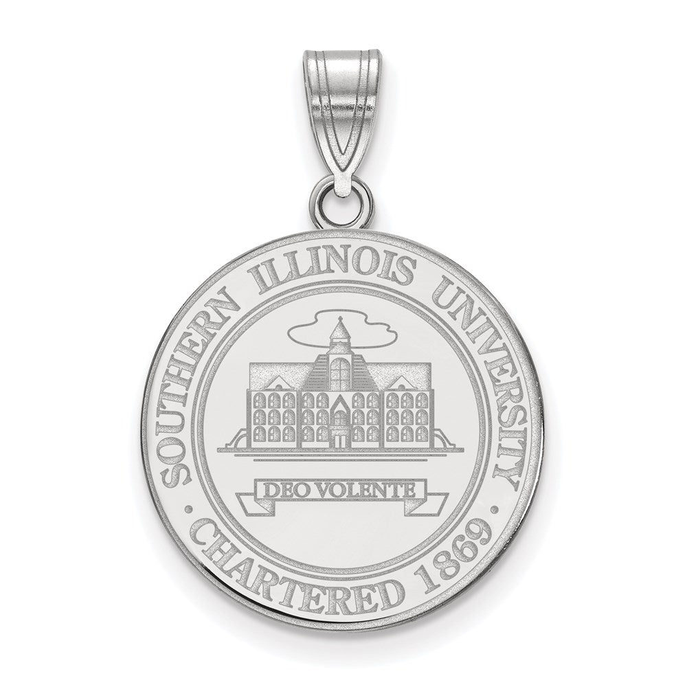 Sterling Silver Rhodium-plated LogoArt Southern Illinois University Large Crest Pendant