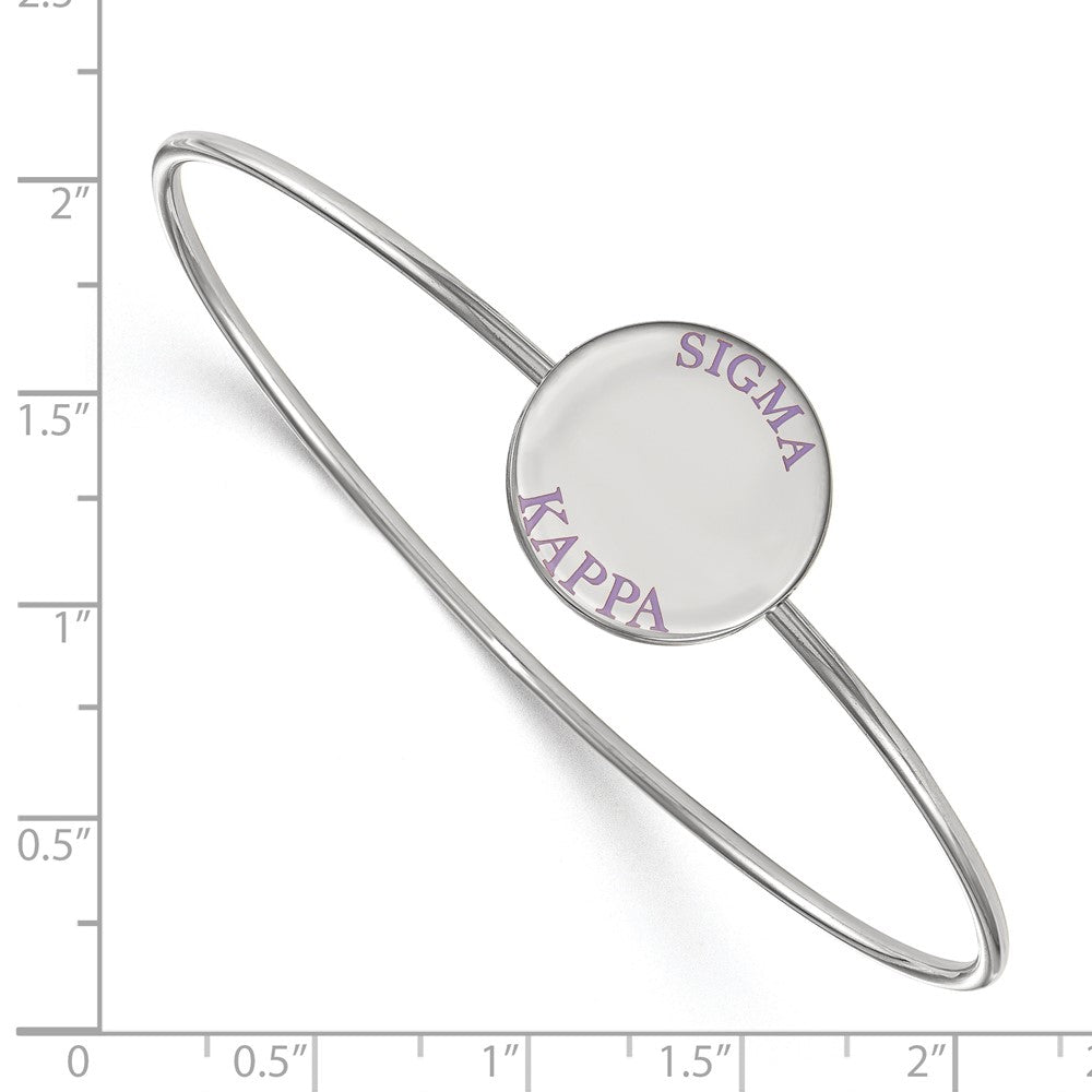 Sterling Silver Rh-plated LogoArt Sigma Kappa Enameled Slip-on Bangle
