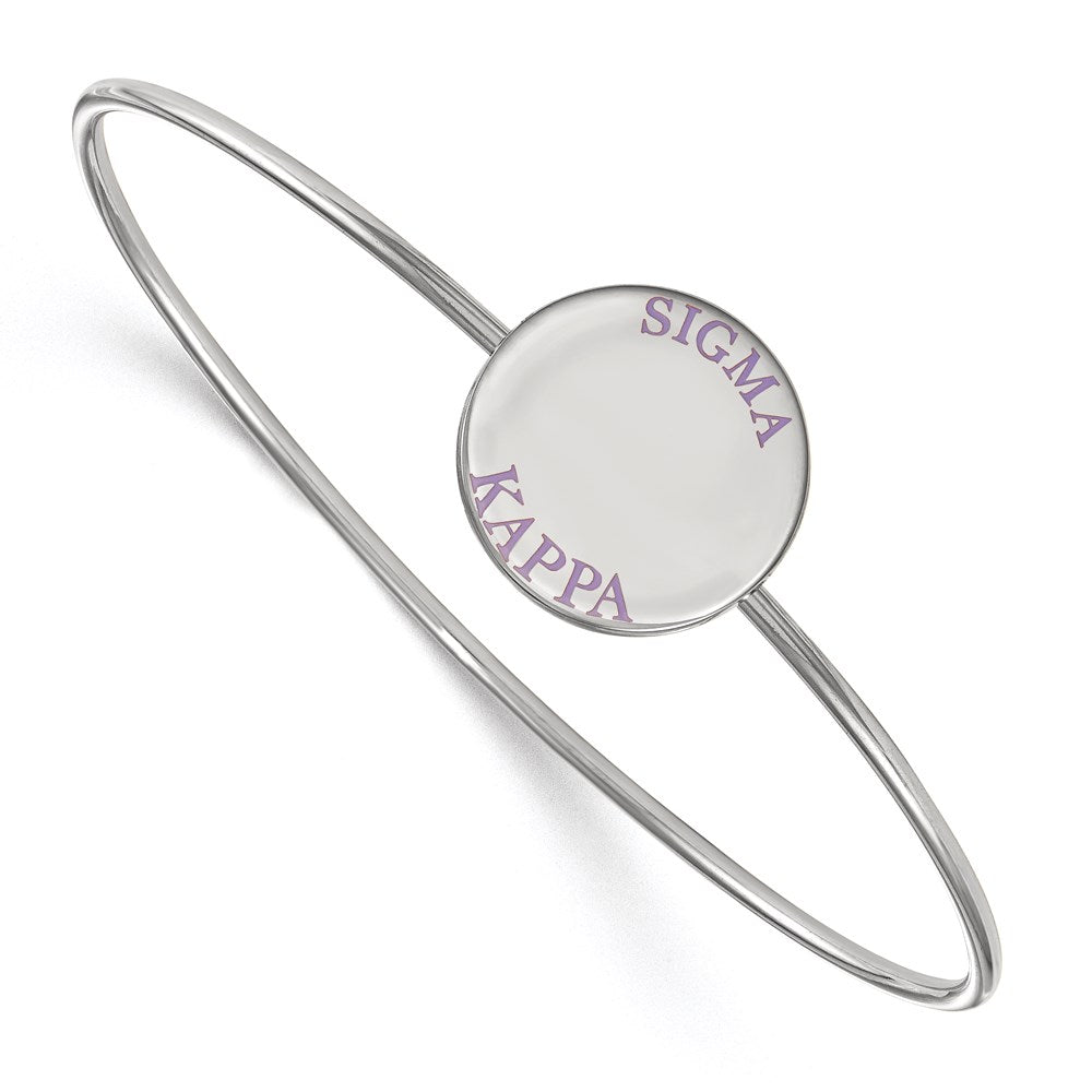 Sterling Silver Rh-plated LogoArt Sigma Kappa Enameled Slip-on Bangle