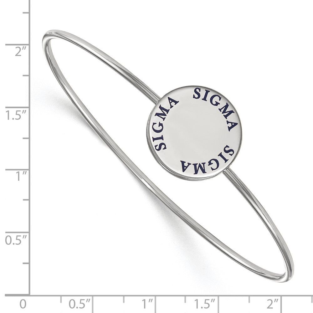 Sterling S. Rh-plated LogoArt Sigma Sigma Sigma Enameled Slip-on Bangle