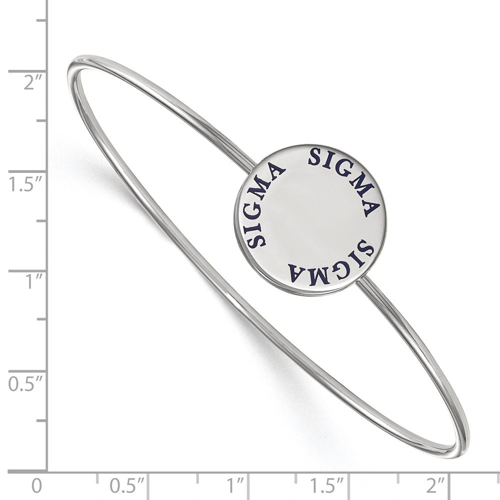 Sterling S. Rh-plated LogoArt Sigma Sigma Sigma Enameled Slip-on Bangle
