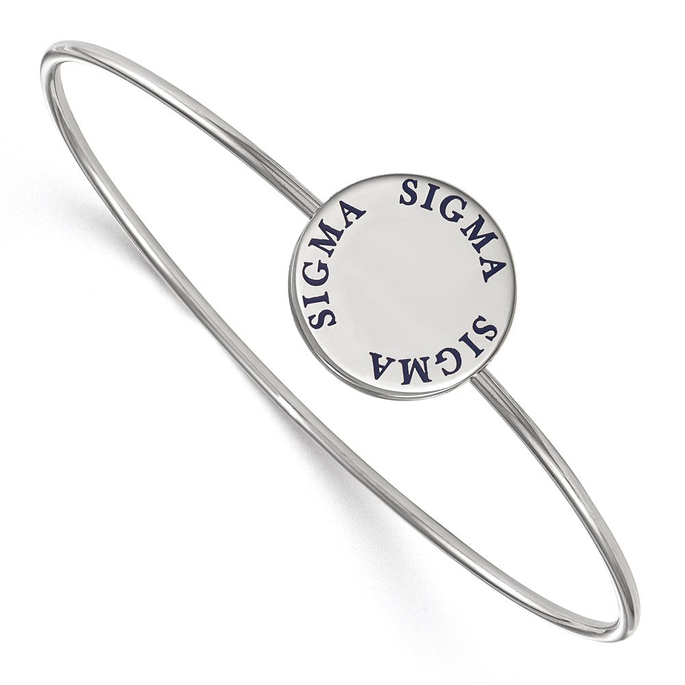 Sterling S. Rh-plated LogoArt Sigma Sigma Sigma Enameled Slip-on Bangle