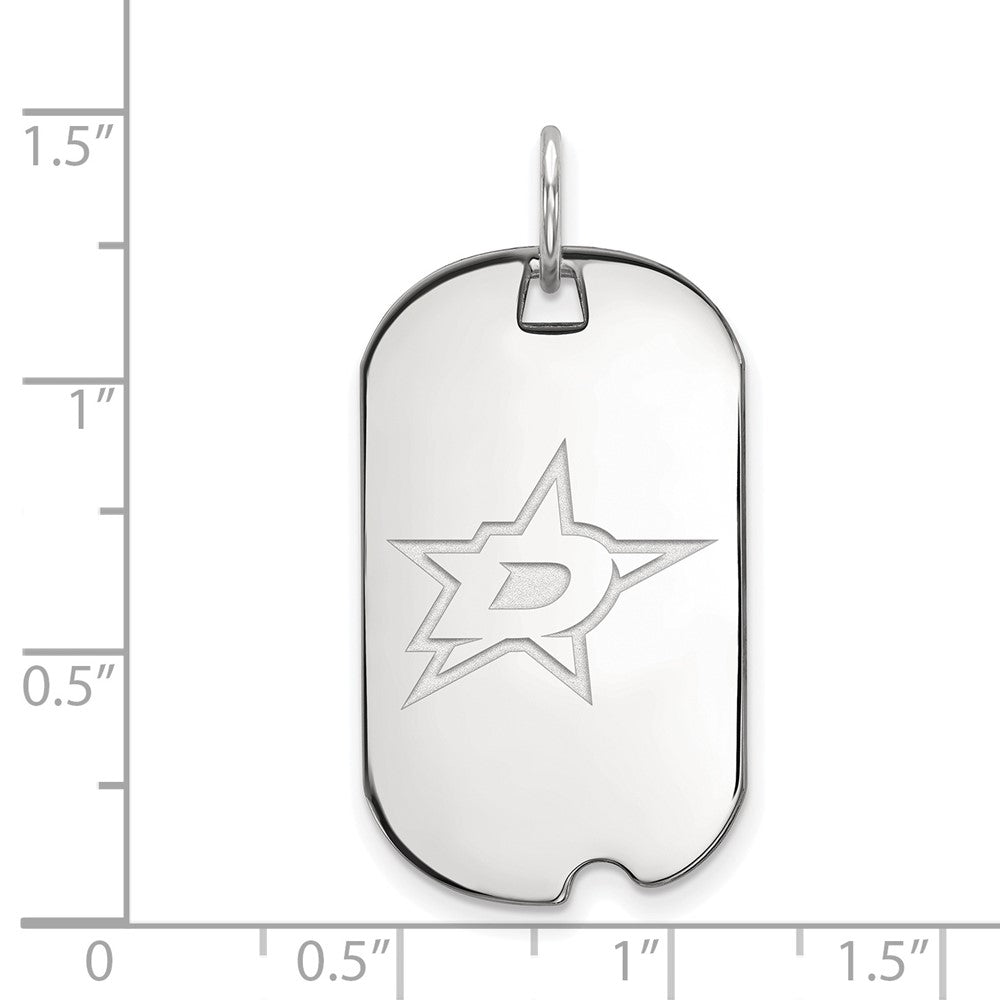 Sterling Silver Rhodium-plated NHL LogoArt Dallas Stars Small Dog Tag Pendant