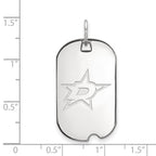 Sterling Silver Rhodium-plated NHL LogoArt Dallas Stars Small Dog Tag Pendant