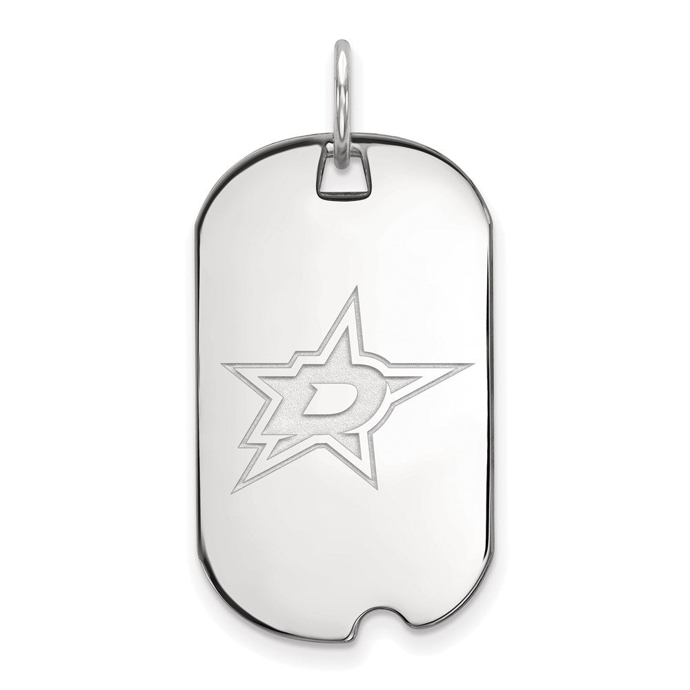 Sterling Silver Rhodium-plated NHL LogoArt Dallas Stars Small Dog Tag Pendant