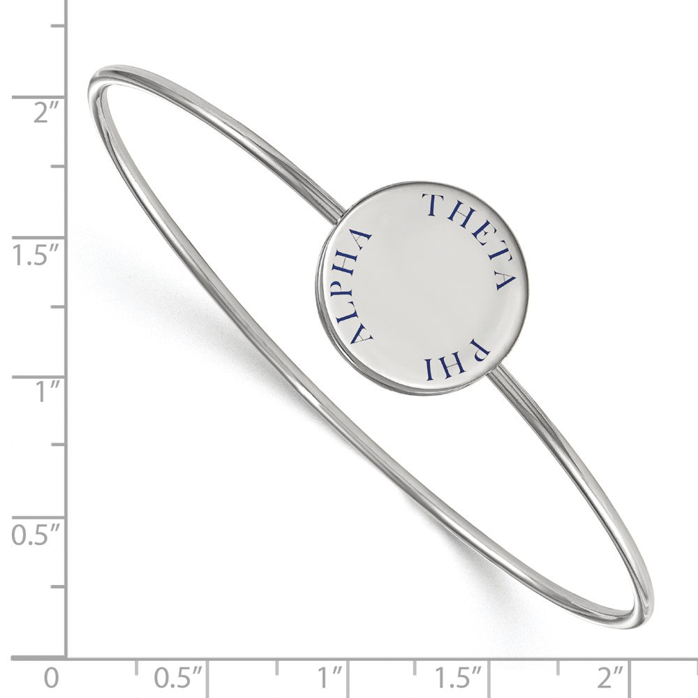 Sterling Silver Rh-plated LogoArt Theta Phi Alpha Enameled Slip-on Bangle