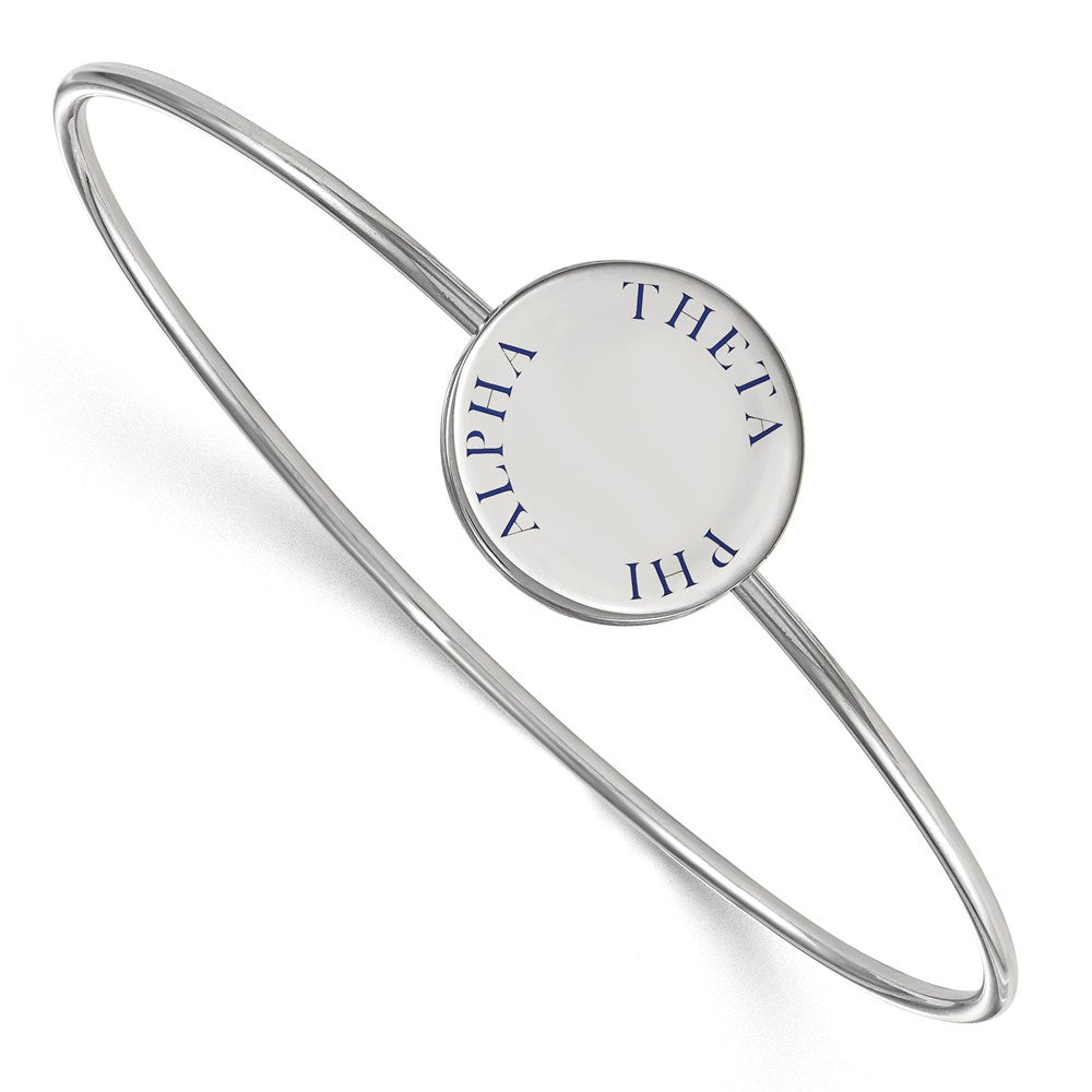 Sterling Silver Rh-plated LogoArt Theta Phi Alpha Enameled Slip-on Bangle